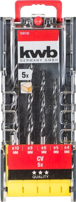 Набір свердел по дереву 10/8/6/5/4 мм, 5 шт, PROMO KWB (109135)