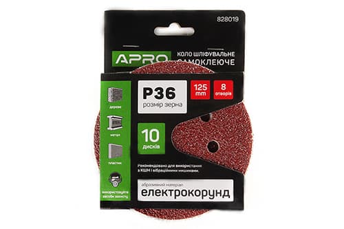 Коло шліфувальне 8 отворів (на липучці) 125мм Р36 APRO