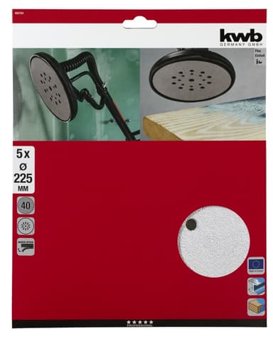 Наждачний папір, d225 мм, Р40, 5 шт, KWB (492104)