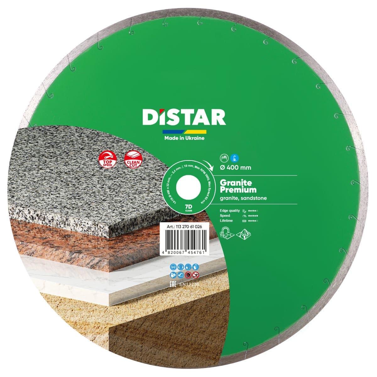 Круг алмазний вiдрiзний 1A1R 400x2,4x10x32 Granite Premium