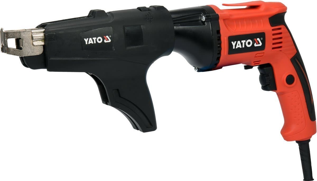 Шурупокрут для шурупів до г/к плит мережевий YATO: 550 Вт, з обоймою для шуруп: Ø= 3,5мм, l= 22-55мм