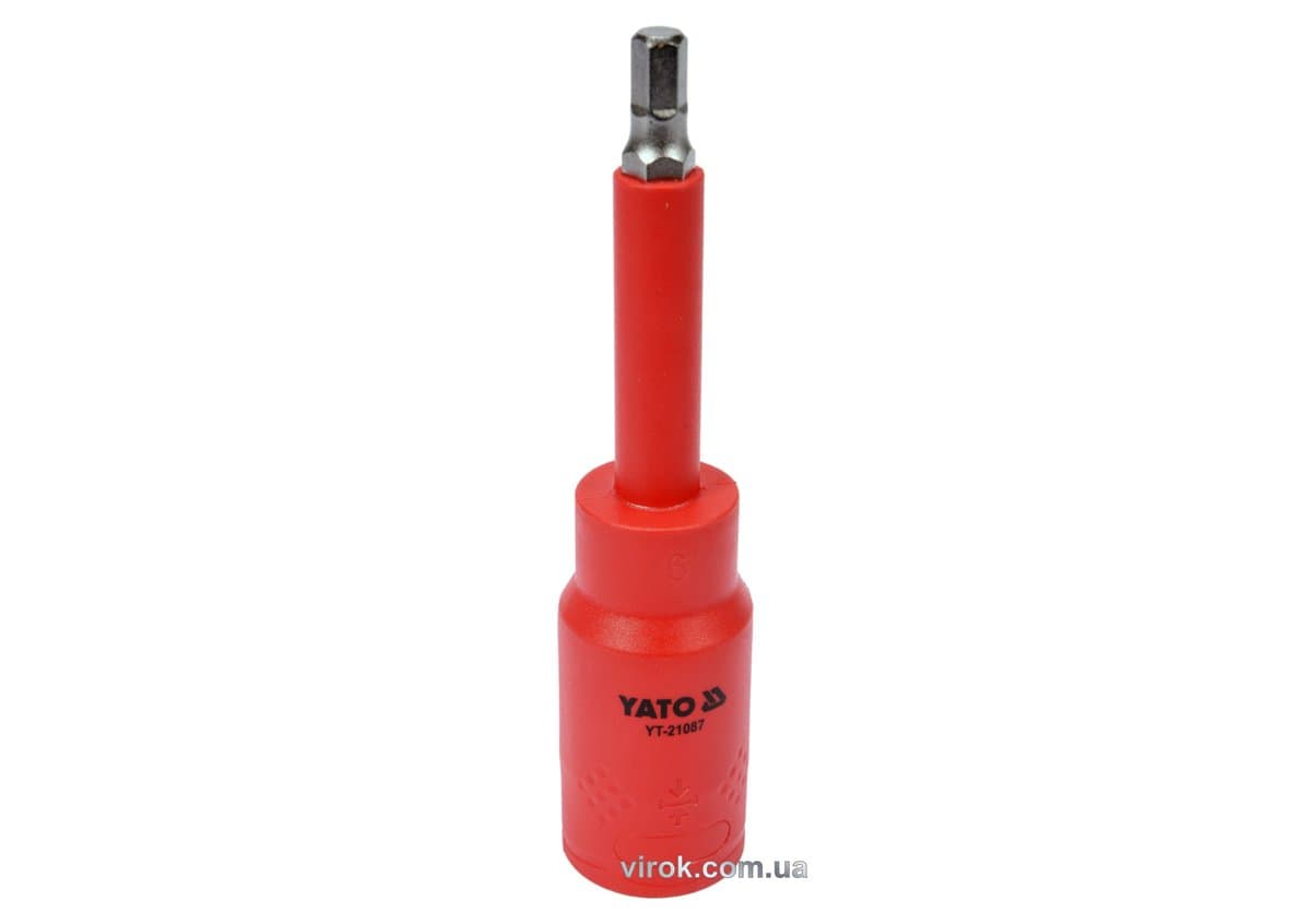 Головка торцева 6-гранна електрика YATO : квадрат 1/2" HEX 6 х 120 мм, VDE до 1000В (DW)
