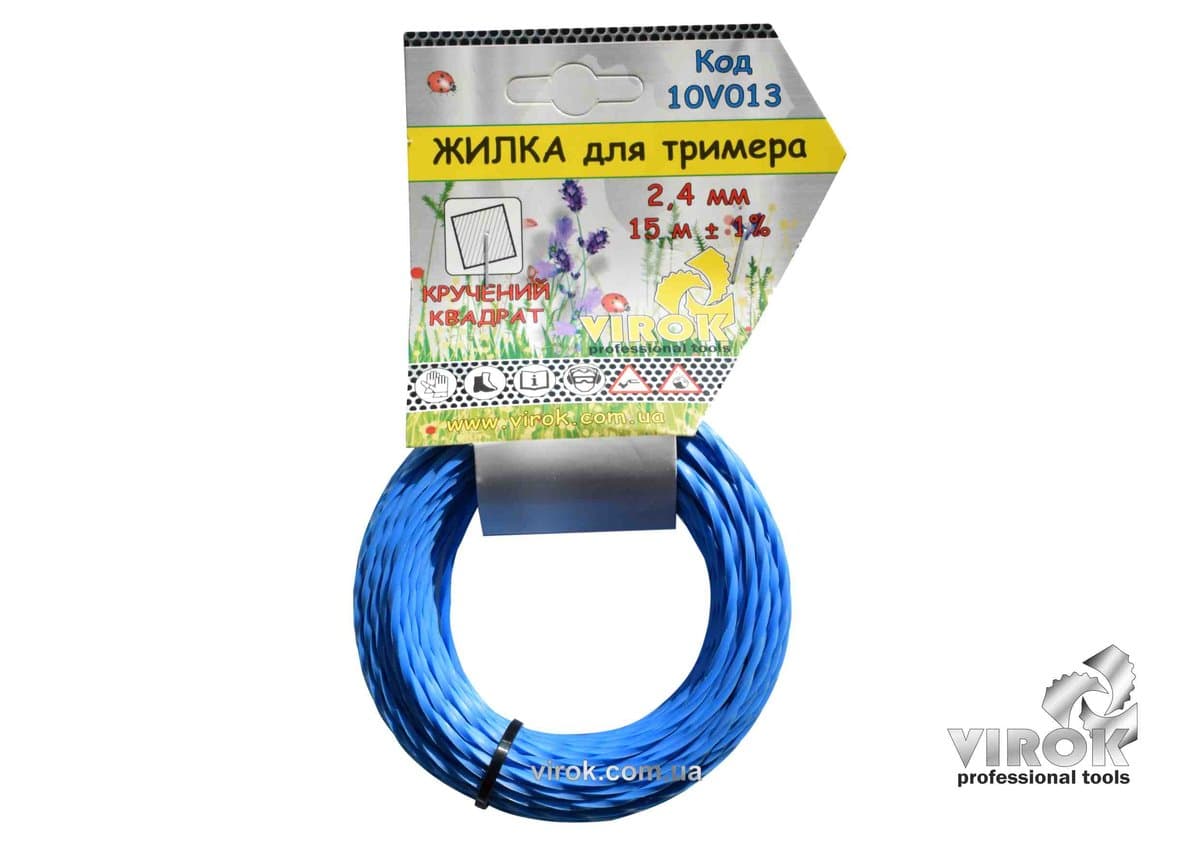 Жилка для тримера "Кручений КВАДРАТ" TM VIROK : Ø= 2.7 мм, l= 15 м