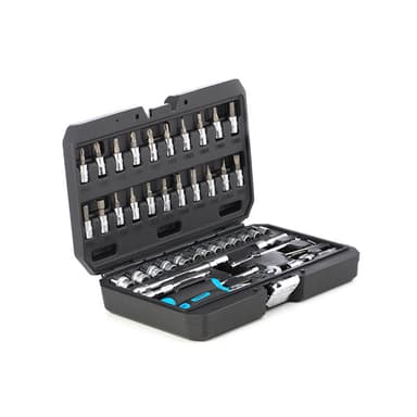 Набір насадок (інструментів) торцевих з тріскачкою CrV 1/4 (90т) (46 шт.) APRO