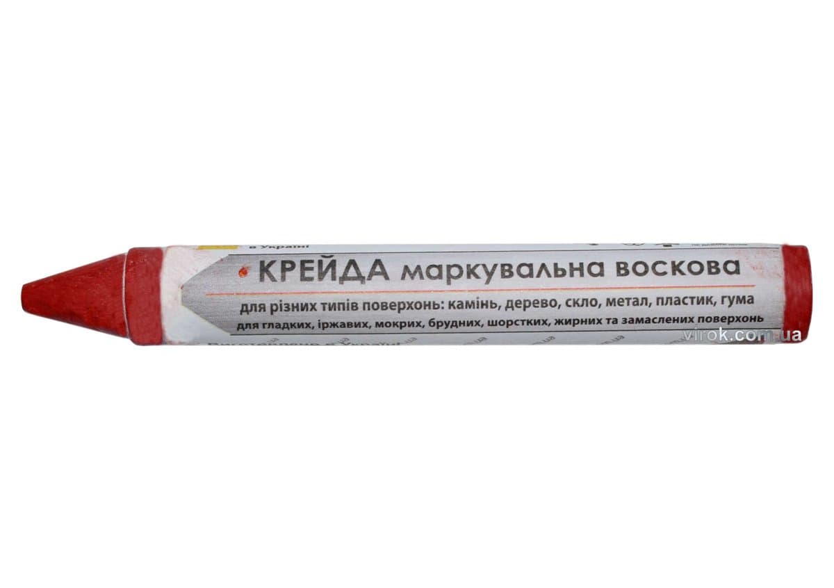 Крейда маркувальна VIROK : червона, 13x120 мм. воскова для різних поверхонь. блістер 2 шт.