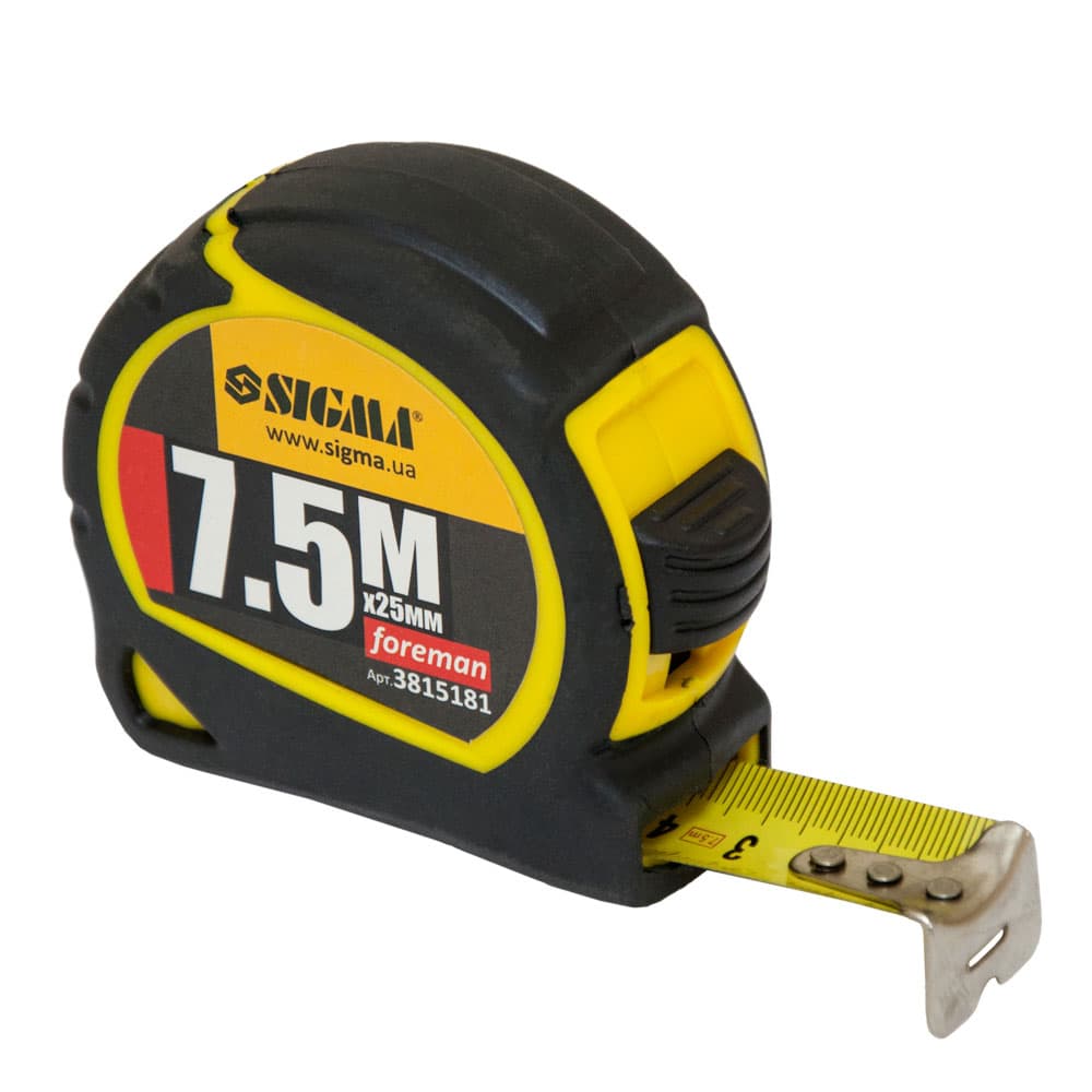 Рулетка Foreman 7.5м×25мм без ремінця SIGMA (3815181)