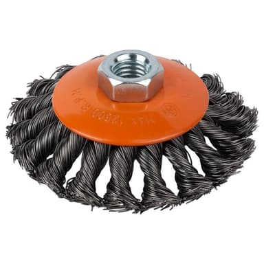 SIGMA Щітка для металу дротяна конусна Ø100мм М14×2мм (сталевий плет.дріт) Grad