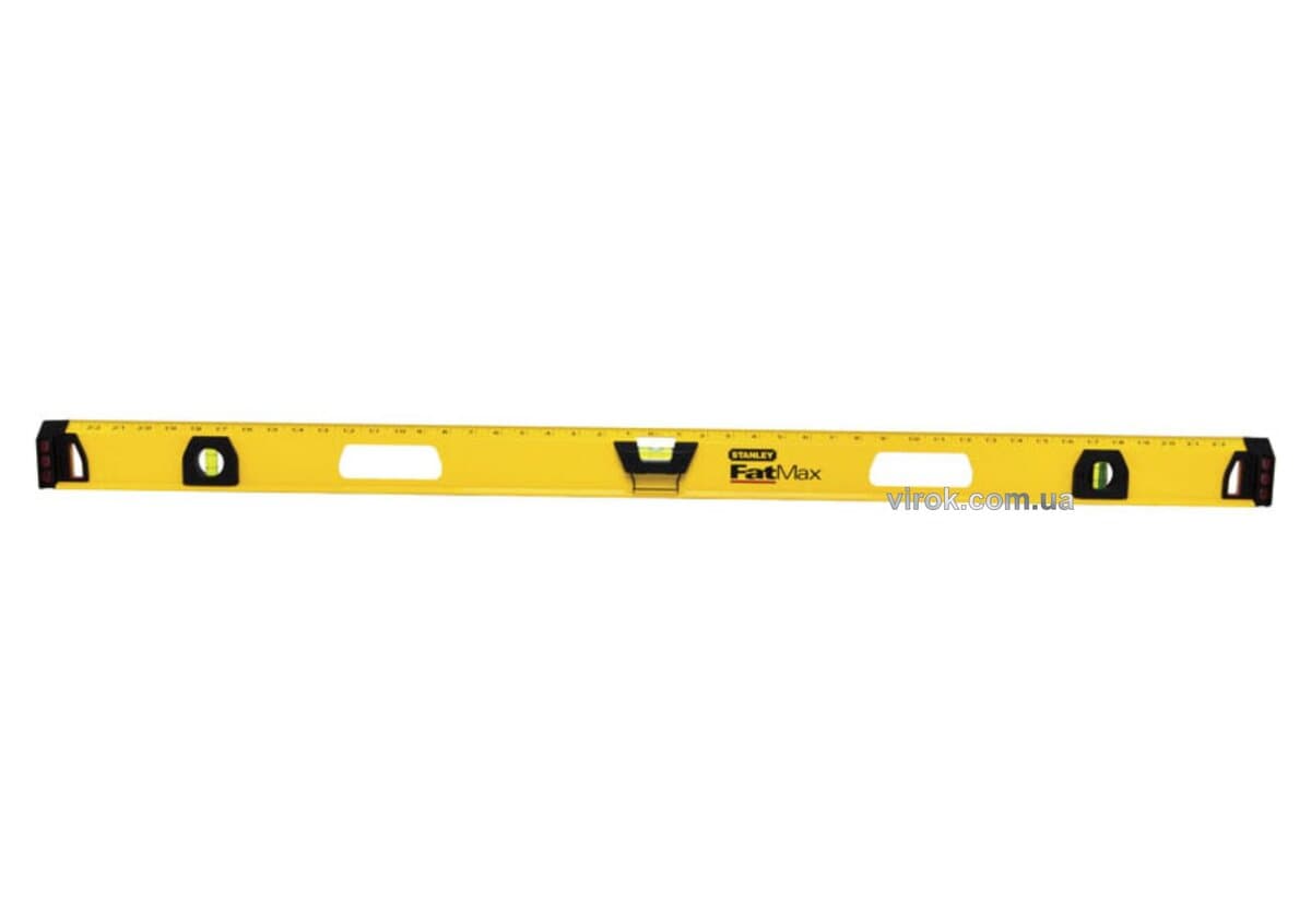 Рівень STANLEY "FatMax I Beam": L= 180 см, 3 капсули, алюмінієвий корпус + олівець, похибка 0,5 мм/м