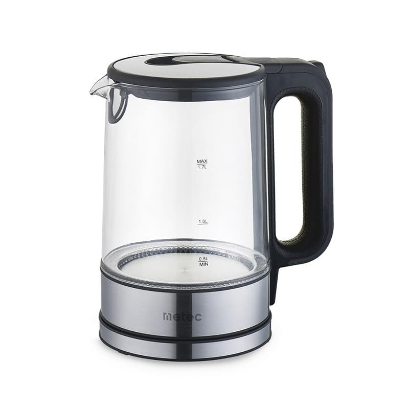 METEC Електрочайник EK-02GB 1.7л, 1850-2200Вт, корпус скло, чорний