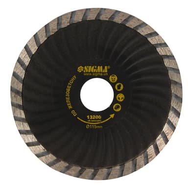 Круг алмазний по залізобетону "Турбоволна" Ø115×2.6×22.2мм, 13200об/хв SIGMA (1923221)