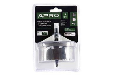 APRO Набір коронок по дереву і гіпсокартону 7 предметів , глибина 30 мм (60/67/74/81/95)