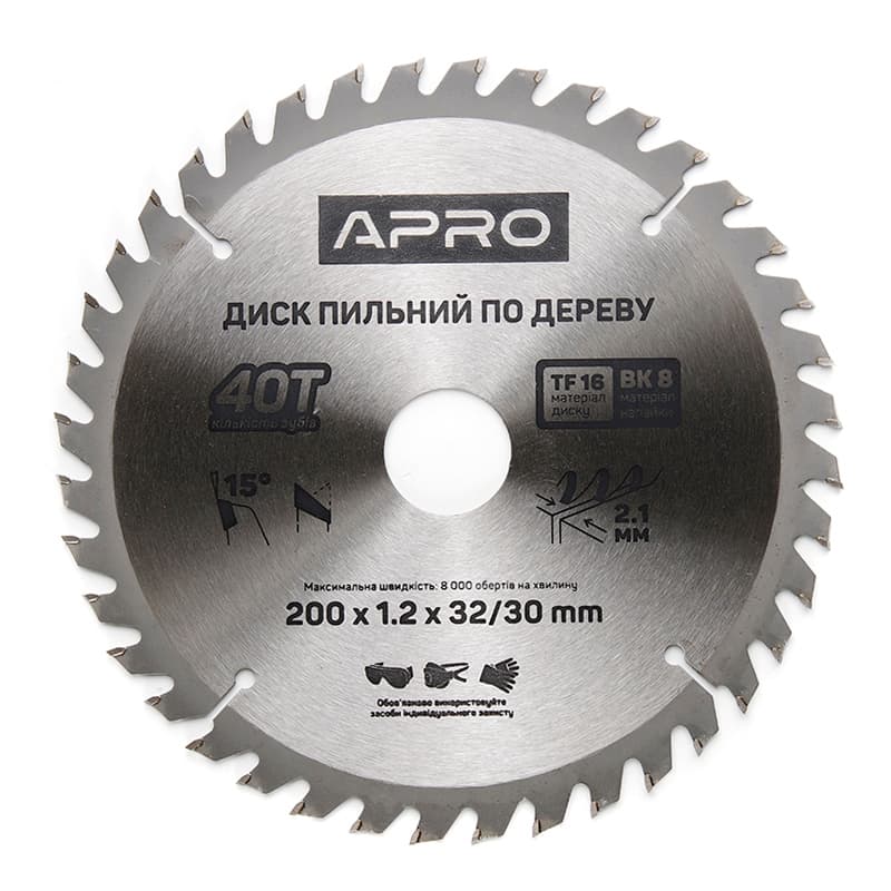APRO Диск пильний по дереву 200х32(30)х40Т