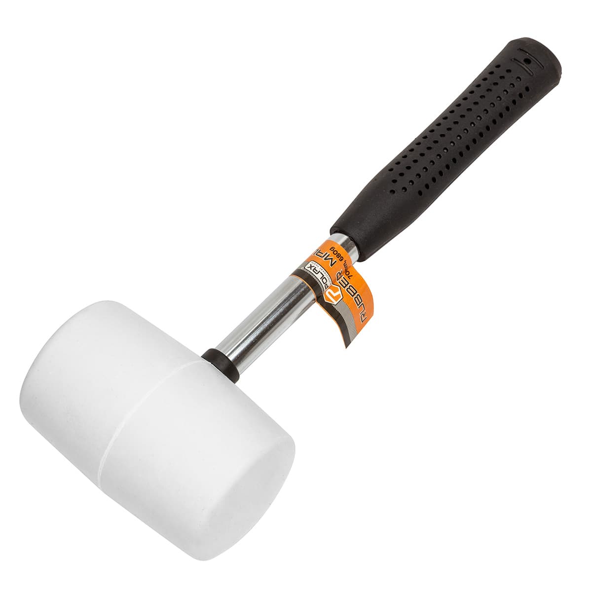 POLAX Киянка резинова 70mm,680g, біла резина, мет. ручка