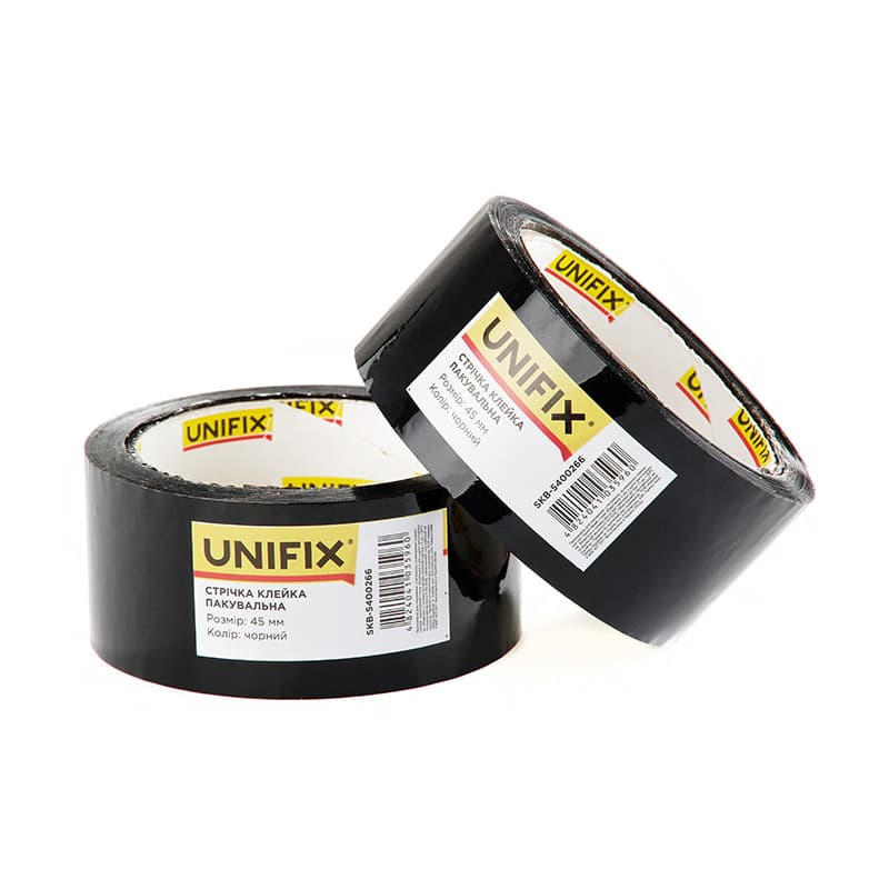 UNIFIX Стрічка клейка пакувальна (скотч) 40 мкм 45 мм 200 м чорна