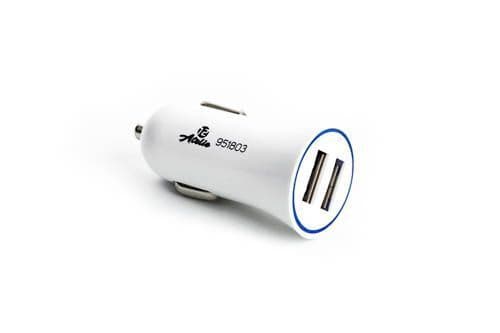 12 ATELIE Автомобільний зарядний пристрій 2 USB (12 / 24V - 5V 2,1A) білий